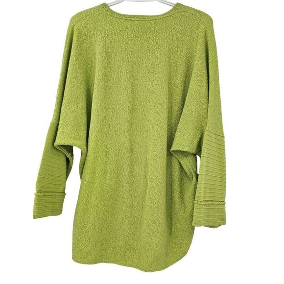 Margaret Winters Boxy Lagenlook Knit Top Green Women's Size L Artsy Relaxed Fit - Picture 2 of 11